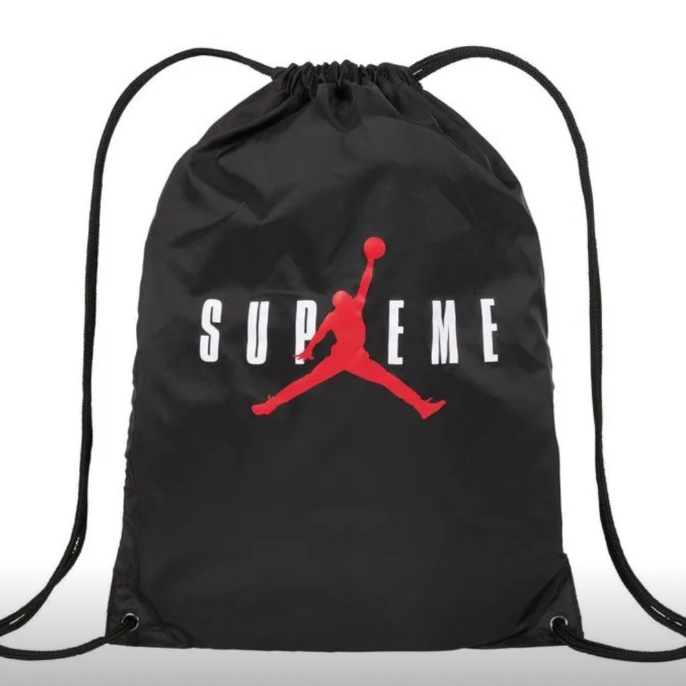 Supreme Jordan Black and Red Backpack with Iconic Design